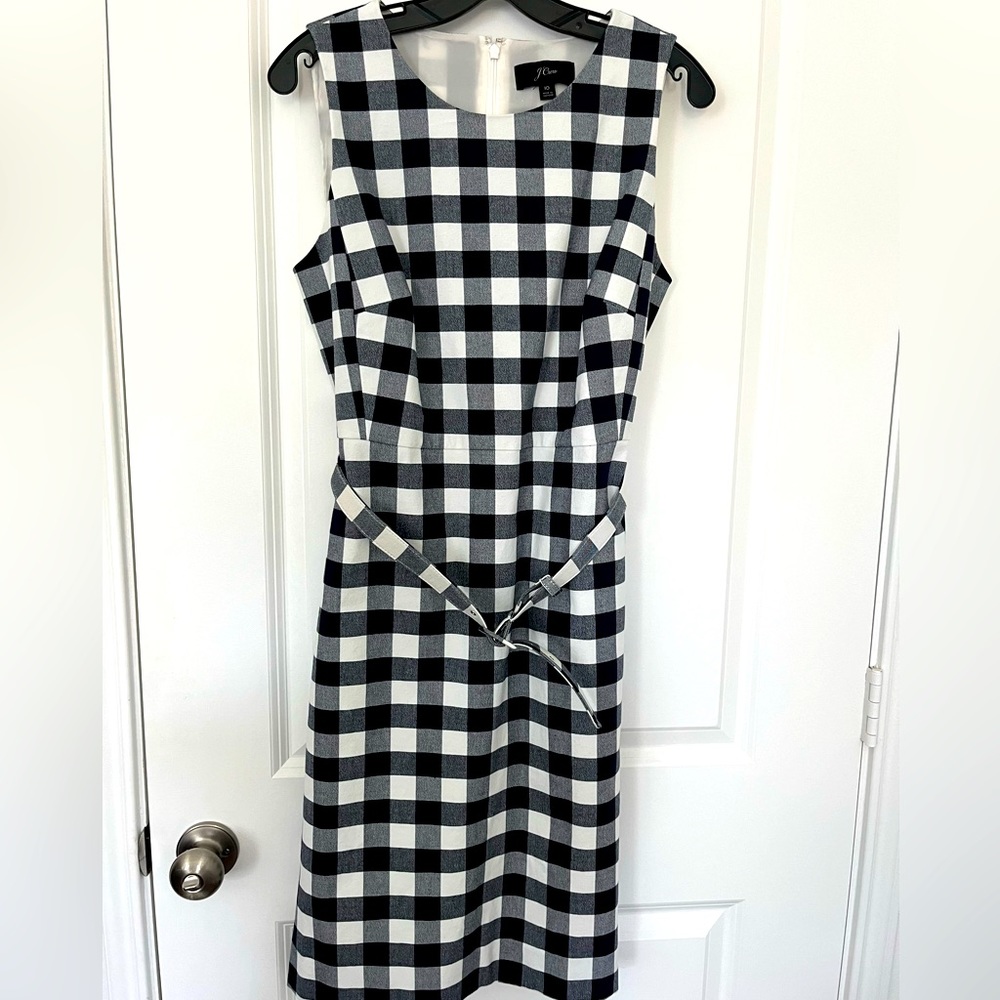 NWOT J.Crew Belted gingham sheath dress in bi-stretch cotton Size 10